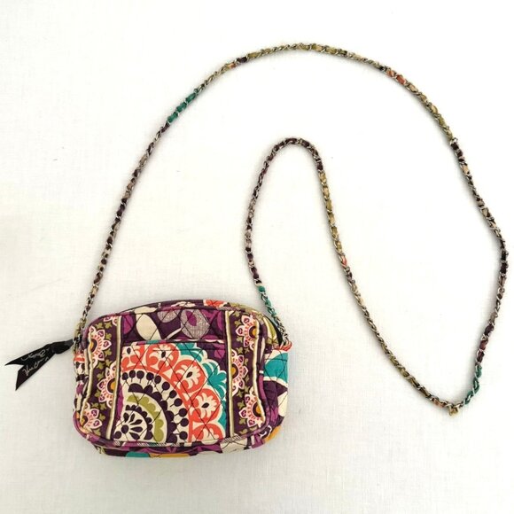 Vera Bradley Small Crossbody Bag Retired Plum Crazy Pattern Multicolor Floral - Picture 1 of 10